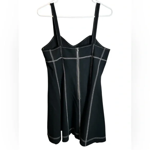 Maeve Anthropologie Y2K Black Mini Dress W White Contrast Stitching Size Medium - Picture 3 of 5